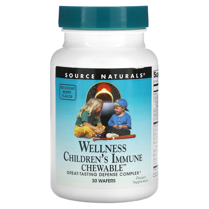 Source Naturals Wellness Children's Immune Chewable Delicious Berry 30 Wafers 21078021384