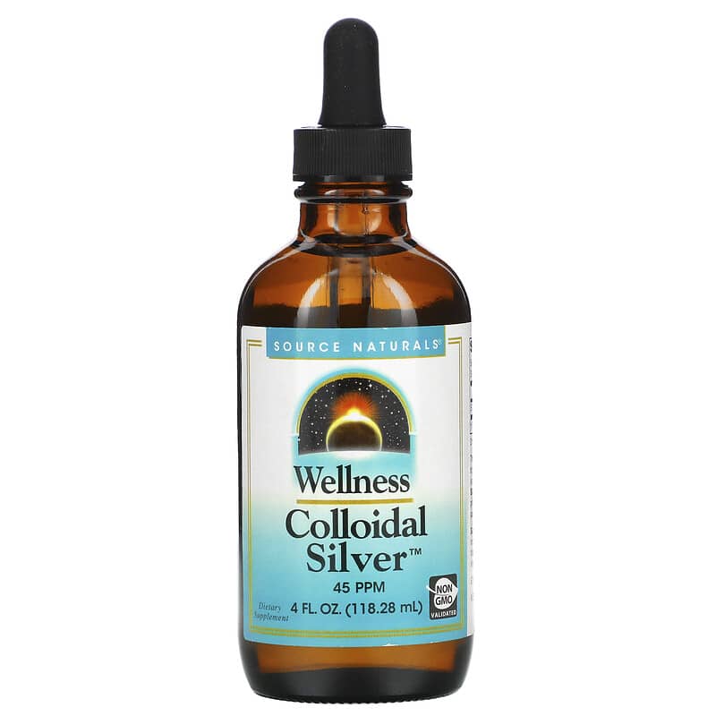 Source Naturals Wellness Colloidal Silver 45 PPM 4 fl oz (118.28 ml) 21078027355