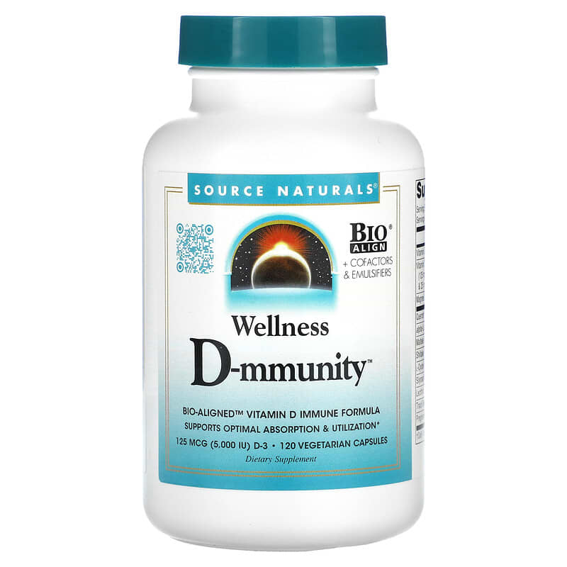 Source Naturals Wellness D-mmunity 125 mcg 120 Vegetarian Capsules 21078028734