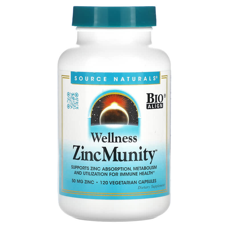 Source Naturals Wellness ZincMunity 50 mg 120 Vegetarian Capsules 21078028826