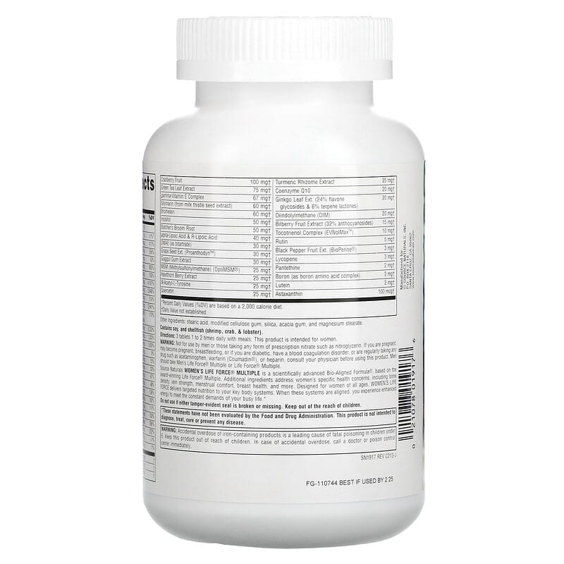 Source Naturals, Women's Life Force Multiple, 180 Tablets 21078019176