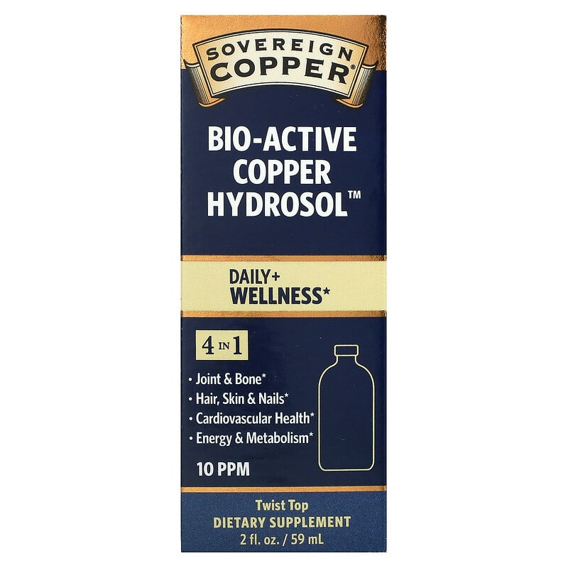Sovereign Silver Bio-Active Copper Hydrosol 10 PPM 2 fl oz (59 ml) 684088232395