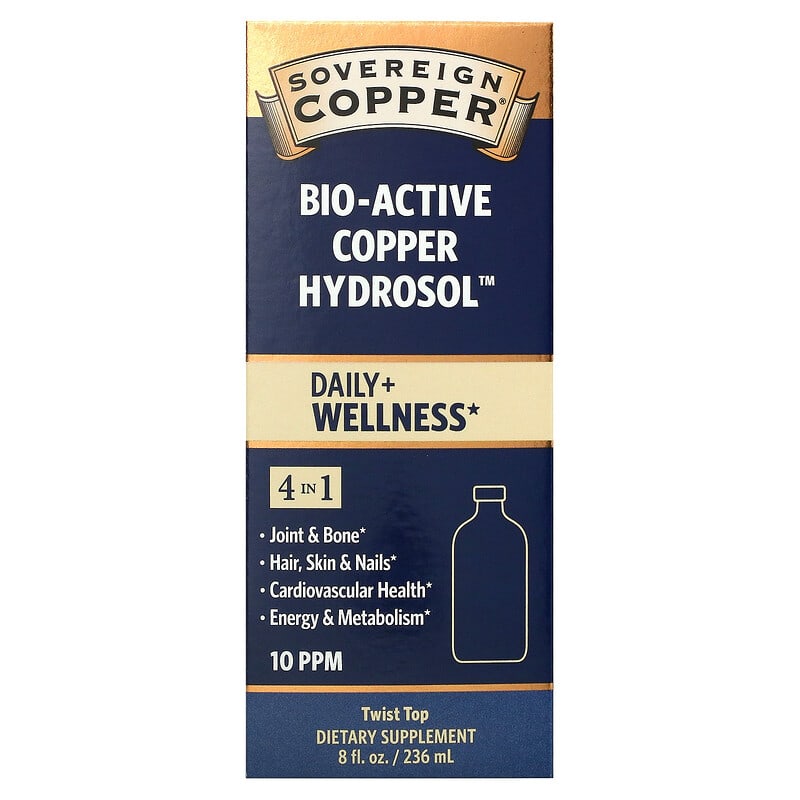 Sovereign Silver Bio-Active Copper Hydrosol 10 PPM 8 oz (236 ml) 684088232418