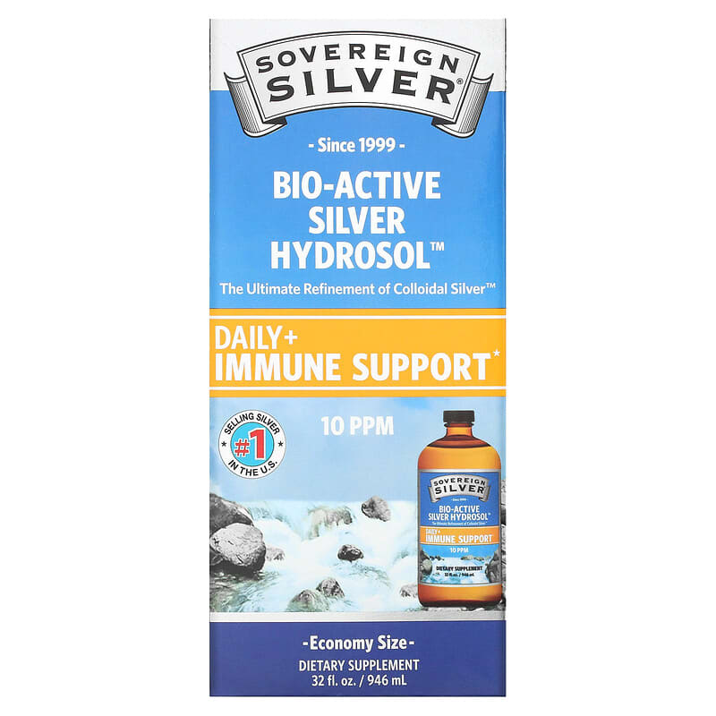 Sovereign Silver Bio-Active Silver Hydrosol 10 ppm 32 fl oz (946 ml) 684088232388