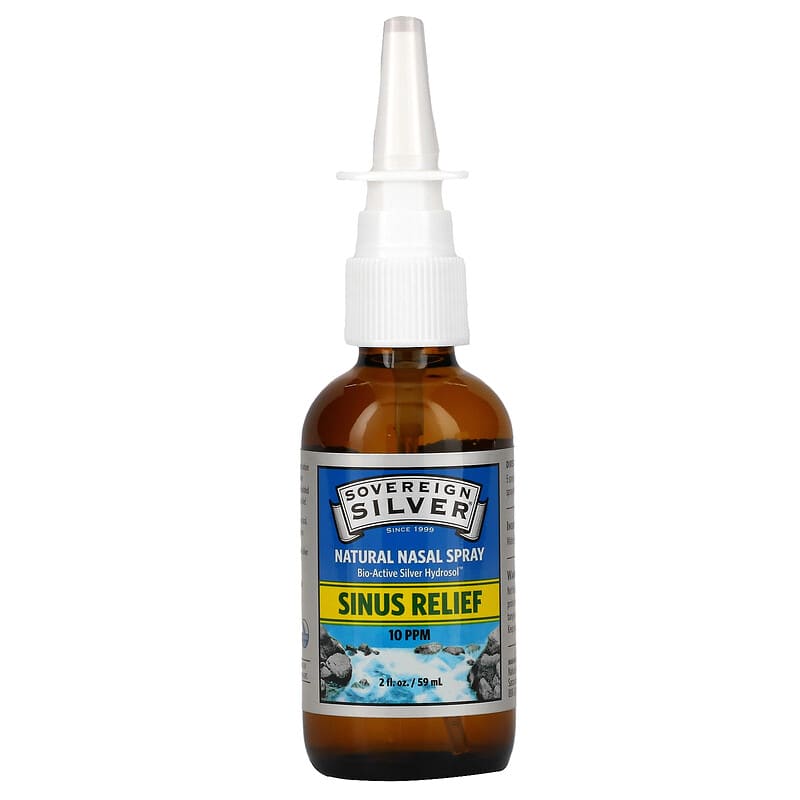 Sovereign Silver, Bio-Active Silver Hydrosol, Natural Nasal Spray, Sinus Relief, 10 ppm, 2 fl oz (59 ml) 684088232340