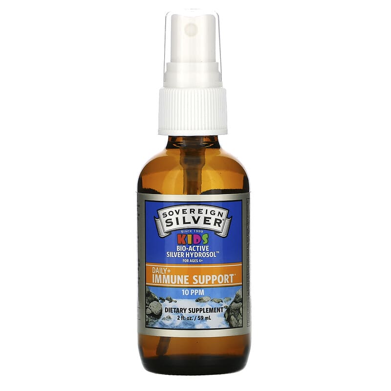 Sovereign Silver, Kids Bio-Active Silver Hydrosol, Daily Immune Support Spray, Ages 4+, 10 PPM, 2 fl oz (59 ml) 684088234351