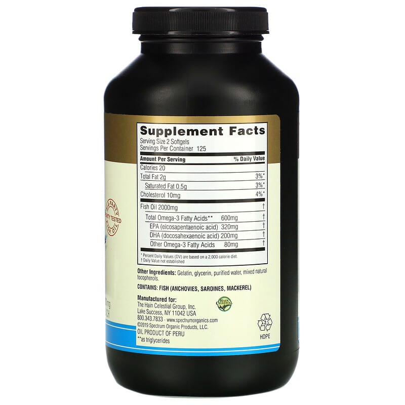 Spectrum Essentials, Fish Oil, Omega-3, 1,000 mg, 250 Softgels 22506516250