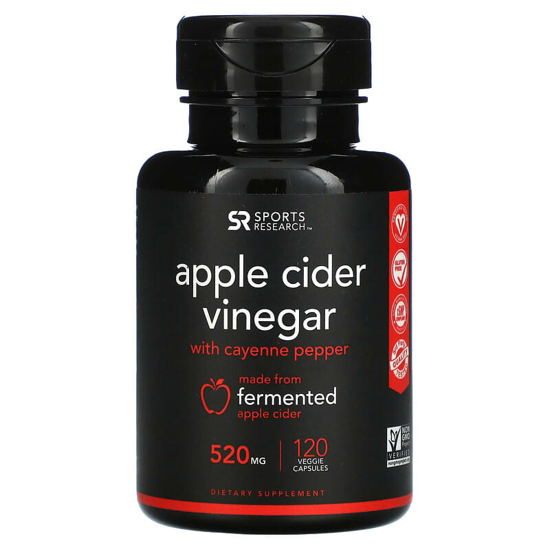 Sports Research Apple Cider Vinegar with Cayenne Pepper 520 mg 120 Veggie Capsules 23249012238