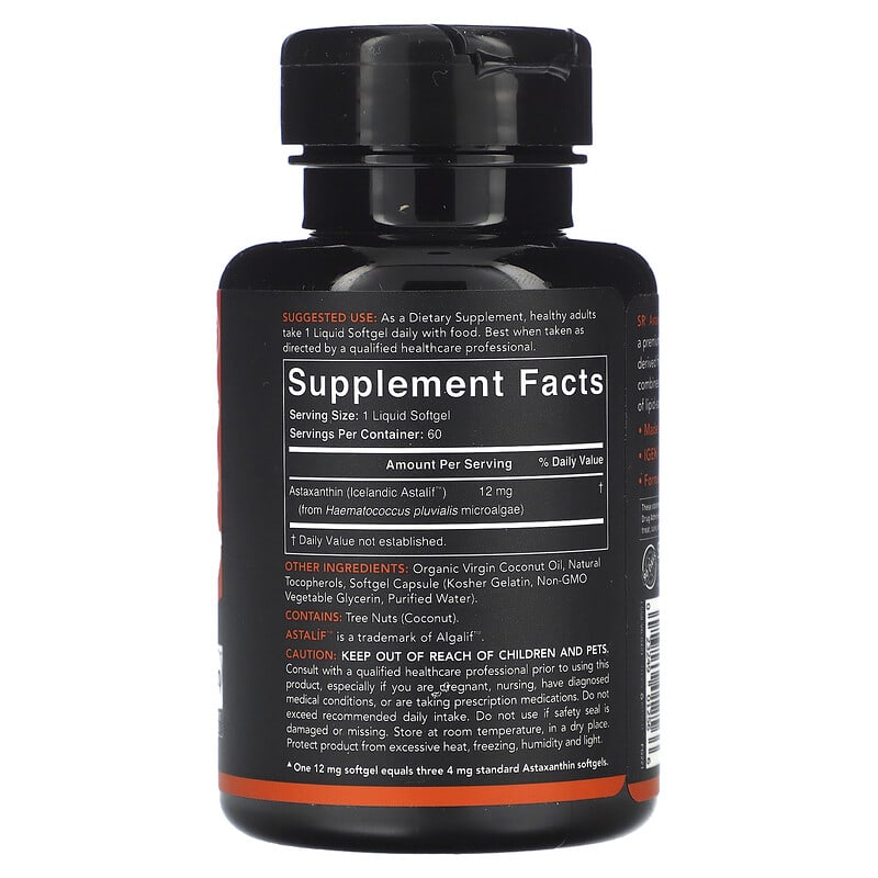 Sports Research, Astaxanthin, Triple Strength, 12 mg, 60 Softgels 23249012566