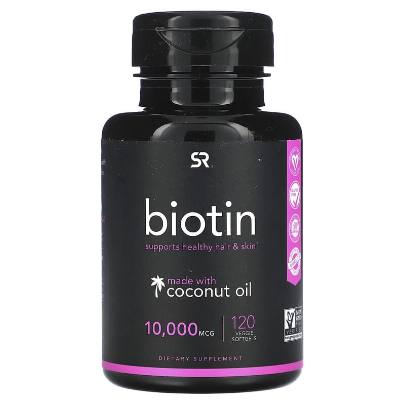 Sports Research Biotin with Coconut Oil 10,000 mcg 120 Veggie Softgels 23249010159