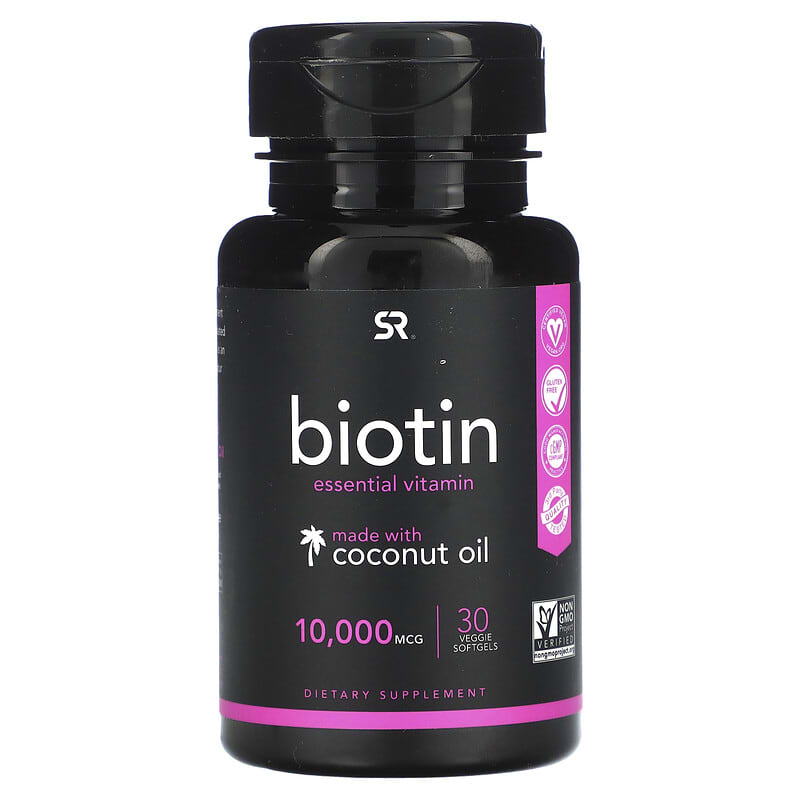 Sports Research Biotin with Coconut Oil 10,000 mcg 30 Veggie Softgels 23249011385