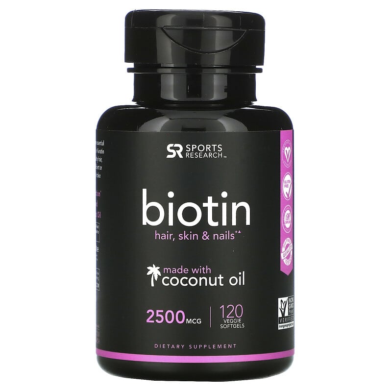 Sports Research Biotin with Coconut Oil 2,500 mcg 120 Veggie Softgels 23249011798