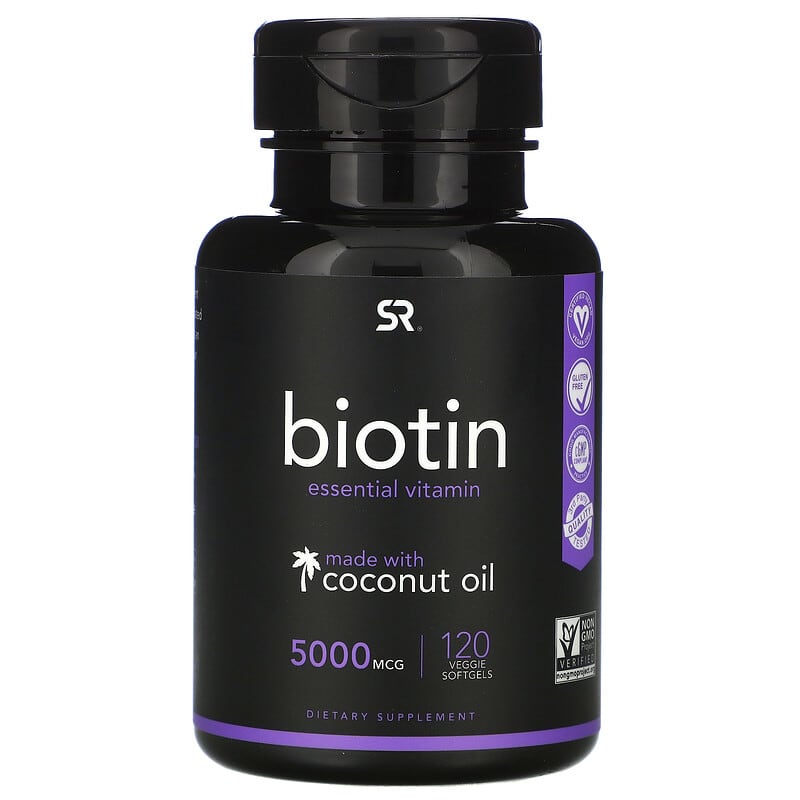 Sports Research Biotin with Coconut Oil 5,000 mcg 120 Veggie Softgels 23249090007