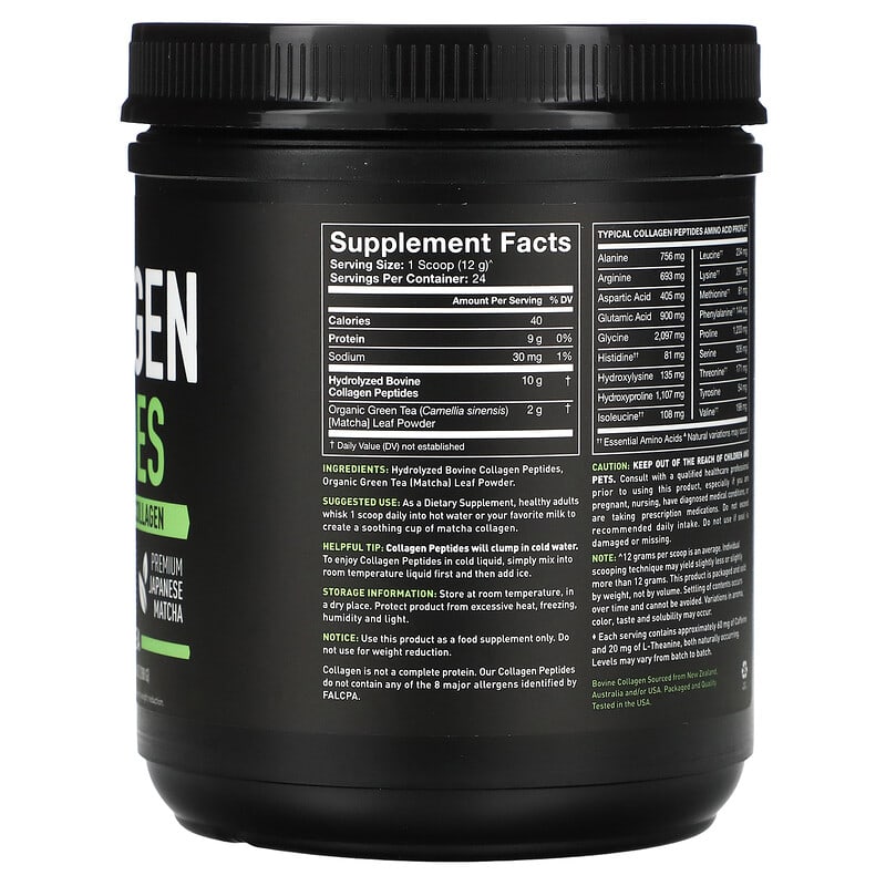Sports Research, Collagen Peptides, Hydrolyzed Type I & III Collagen, Matcha Green Tea, 10.16 oz (288 g) 23249011712