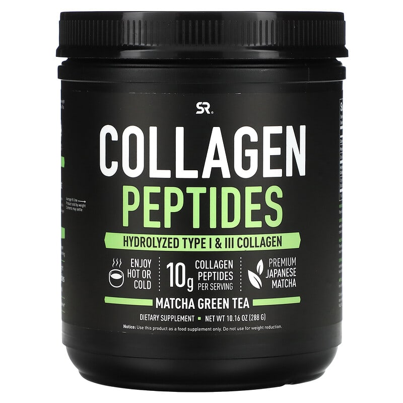 Sports Research Collagen Peptides Hydrolyzed Type I & III Collagen Matcha Green Tea 10.16 oz (288 g) 23249011712