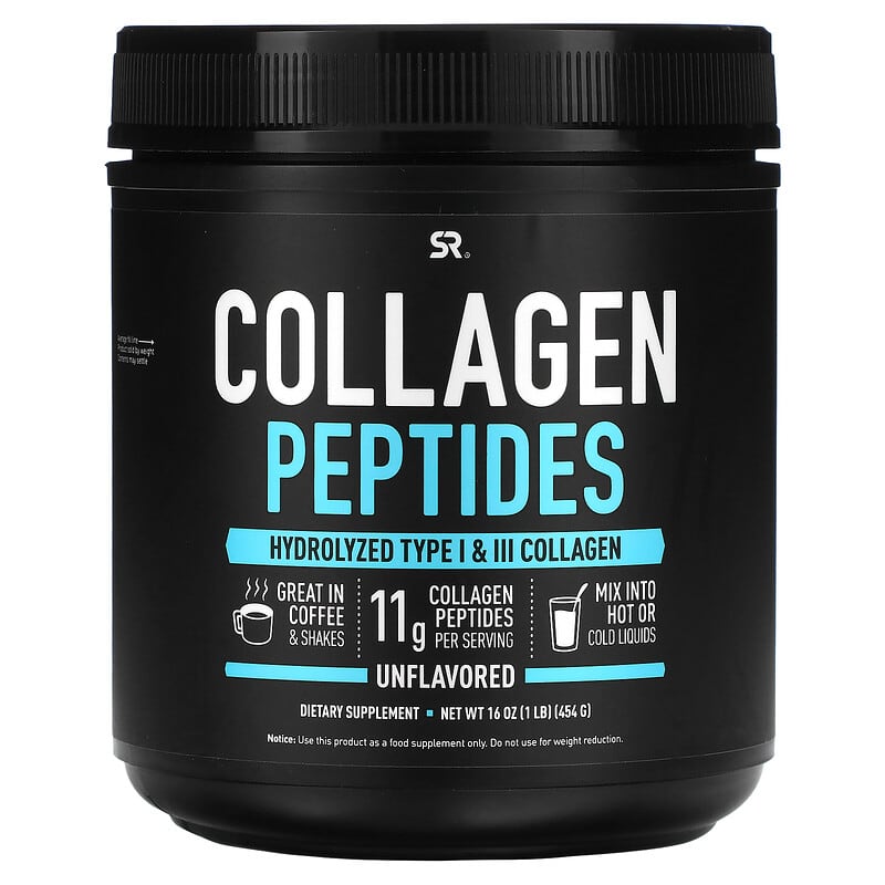 Sports Research Collagen Peptides Hydrolyzed Type I & III Collagen Unflavored 16 oz (454 g) 23249010180