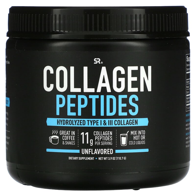 Sports Research Collagen Peptides Hydrolyzed Type I & III Collagen Unflavored 3.9 oz (110.7 g) 23249012641