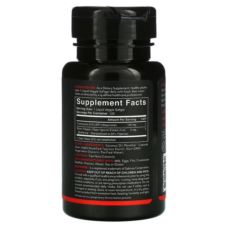 Sports Research, CoQ10 USP with Bioperine, 100 mg, 120 Veggie Softgels 23249011354