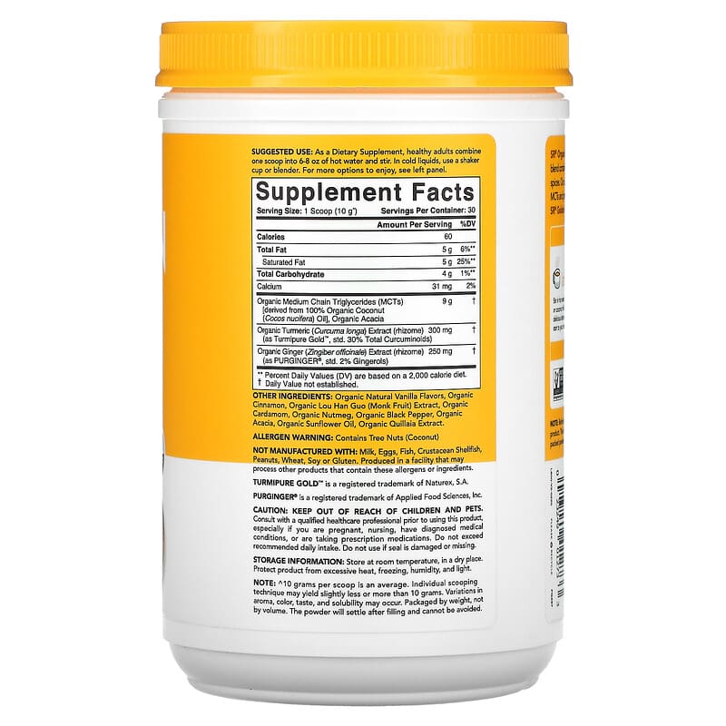 Sports Research, Golden Milk with Turmeric & Ginger, 10.6 oz (300 g) 23249012733