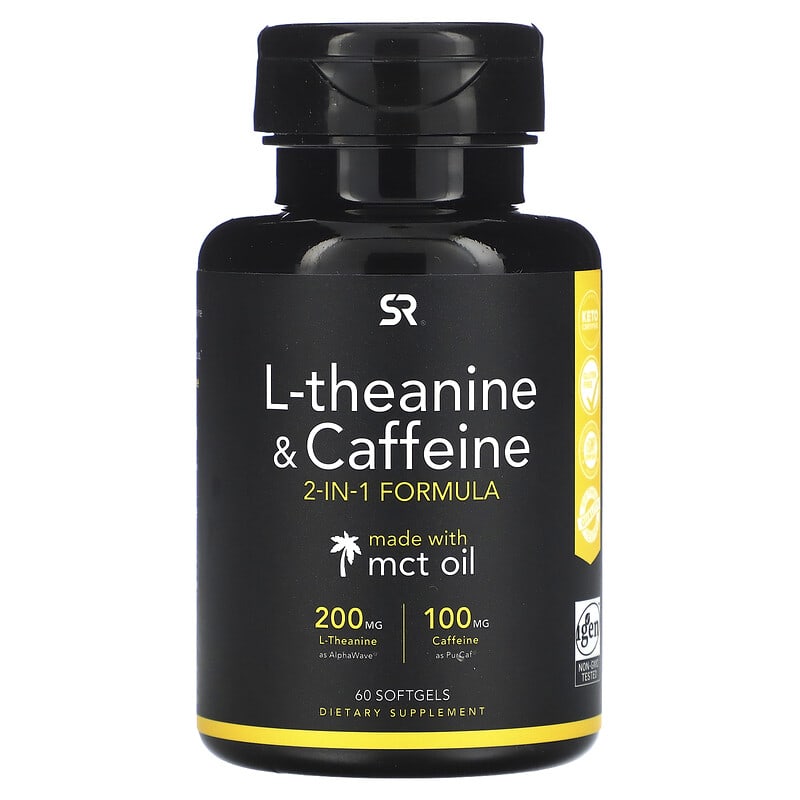 Sports Research L-Theanine & Caffeine 2-in-1 Formula 60 Softgels 23249012269