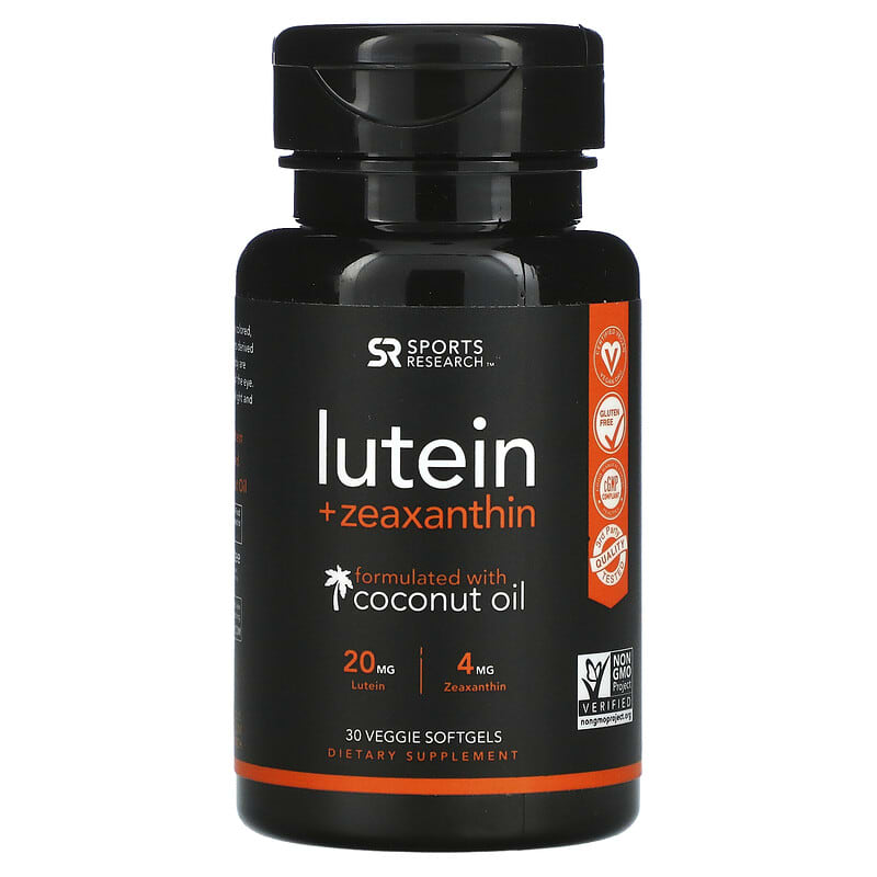 Sports Research Lutein + Zeaxanthin with Coconut Oil 30 Veggie Softgels 23249012528
