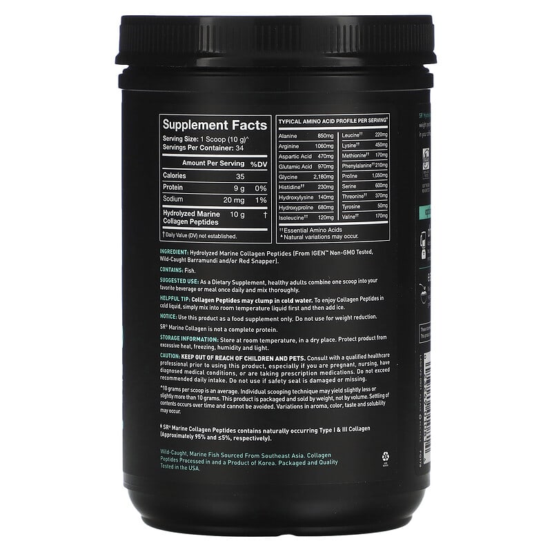 Sports Research, Marine Collagen Peptides, Unflavored, 12 oz (340 g) 23249010814