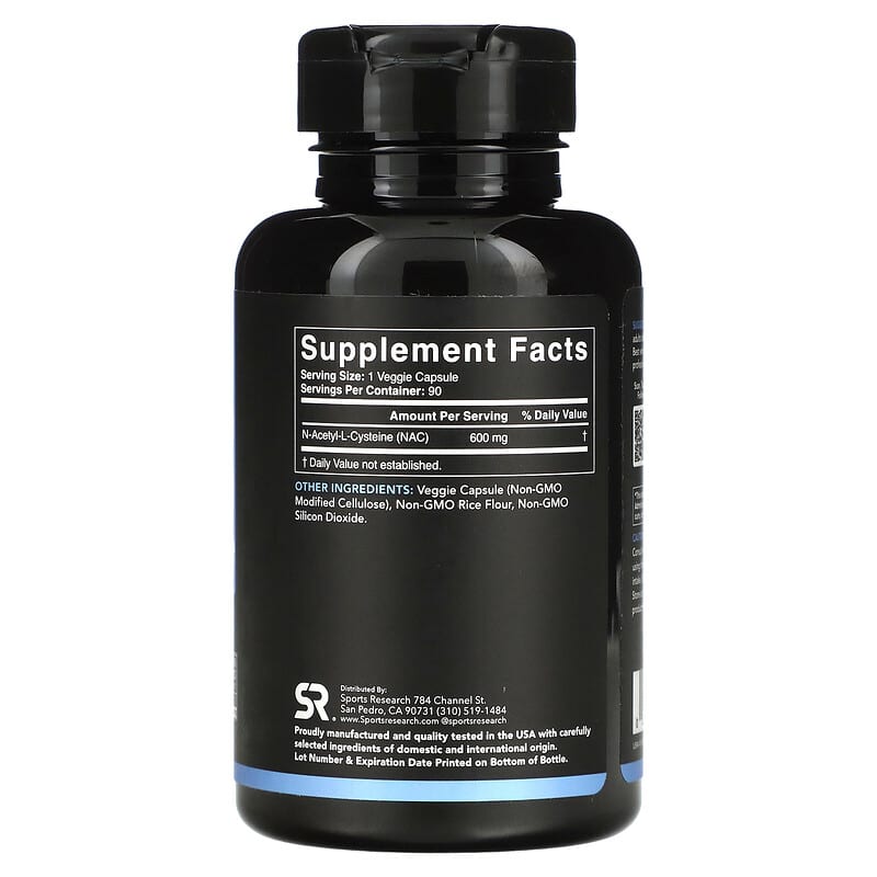 Sports Research, NAC, 600 mg, 90 Veggie Capsules 23249091561
