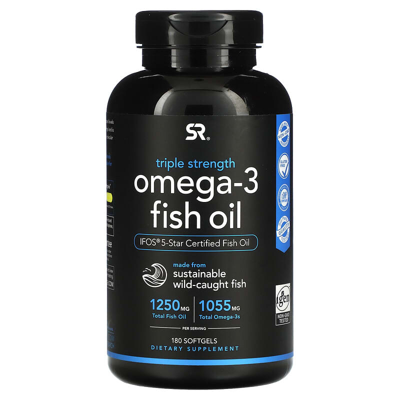 Sports Research Omega-3 Fish Oil Triple Strength 1,250 mg 180 Softgels 23249091530