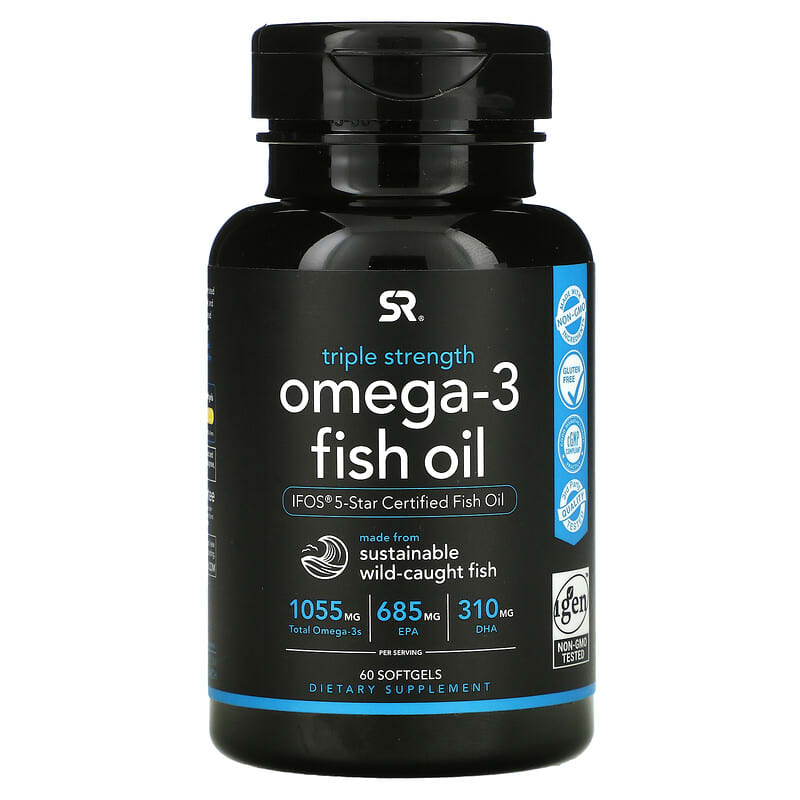 Sports Research Omega-3 Fish Oil Triple Strength 1,250mg  60 Softgels 23249091134