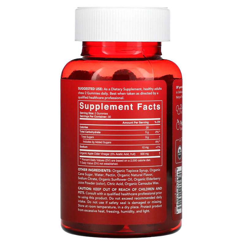 Sports Research, Organic Apple Cider Vinegar with the Mother, Natural Apple, 60 Gummies 23249013013