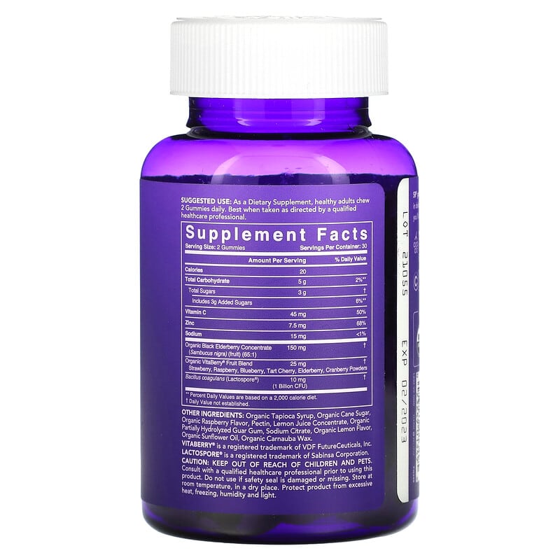 Sports Research, Organic Elderberry, Vitamin C + Zinc, Natural Berry, 60 Gummies 23249013495