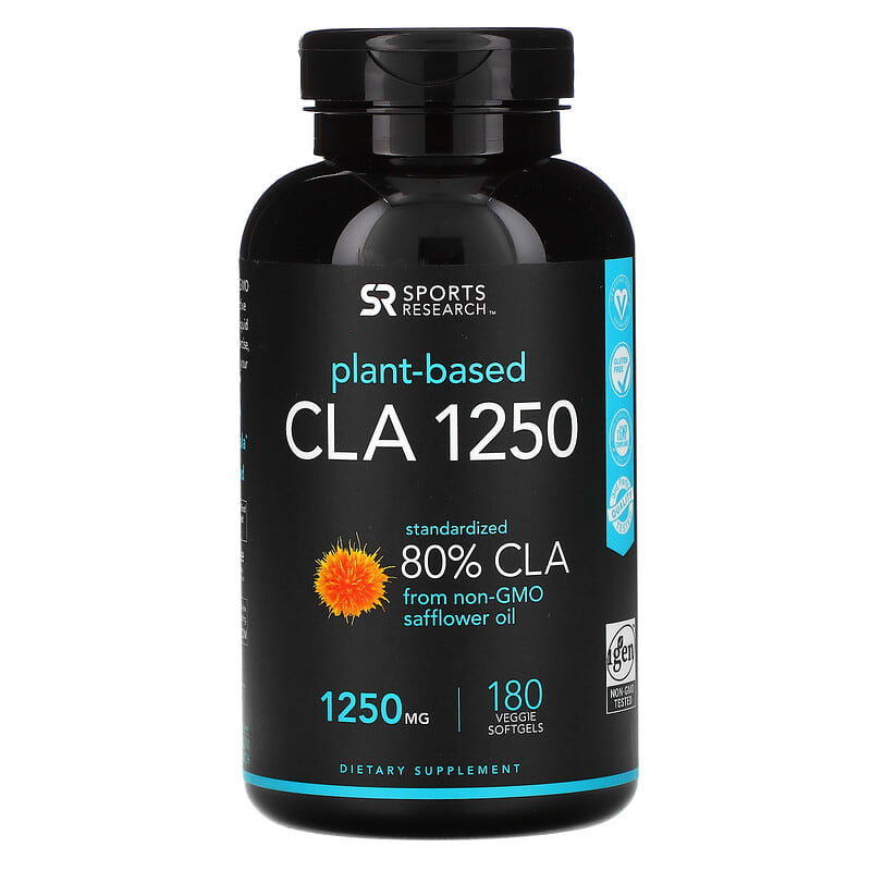 Sports Research Plant Based CLA 1250 1,250 mg 180 Veggie Softgels 23249004387