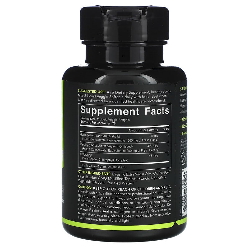 Sports Research, Plant-Based Garlic Oil with Parsley & Chlorophyll, 150 Veggie Softgels 23249012252