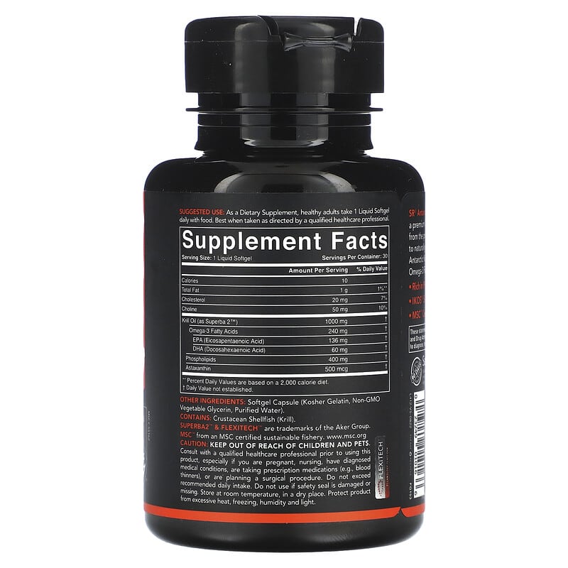 Sports Research, SUPERBA 2 Antarctic Krill Oil with Astaxanthin, 1,000 mg, 30 Softgels 23249010166