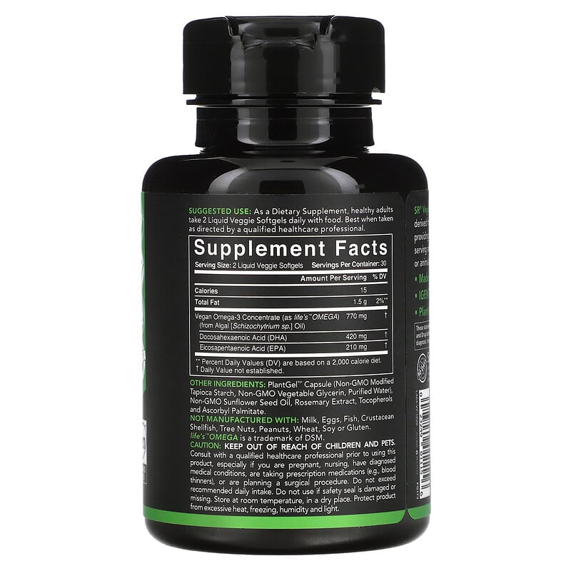 Sports Research, Vegan Omega-3, 60 Veggie Softgels 23249011156