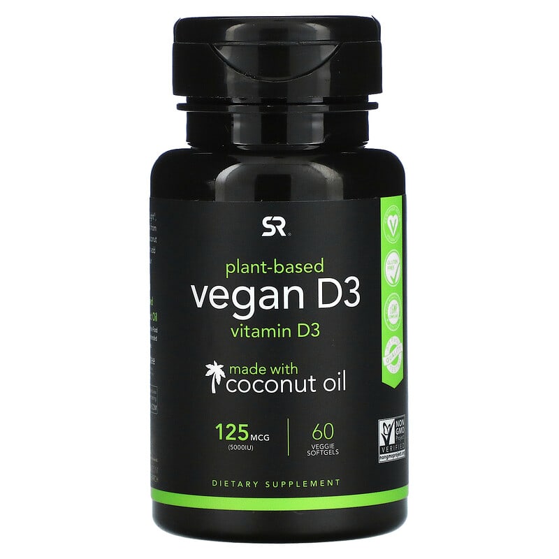 Sports Research Vegan Vitamin D3 125 mcg (5,000 IU) 60 Veggie Softgels 23249011491