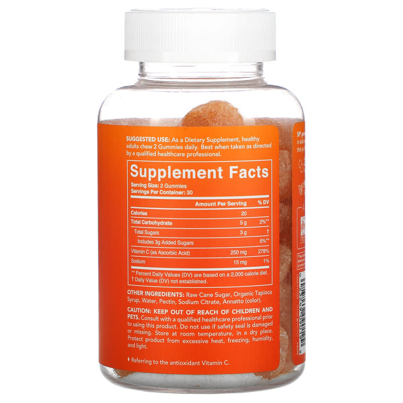 Sports Research, Vitamin C, Antioxidant Support, Natural Orange , 60 Gummies 23249090199