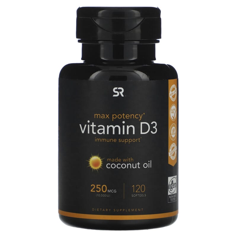 Sports Research Vitamin D3 250 mcg (10,000 IU) 120 Softgels 23249090120