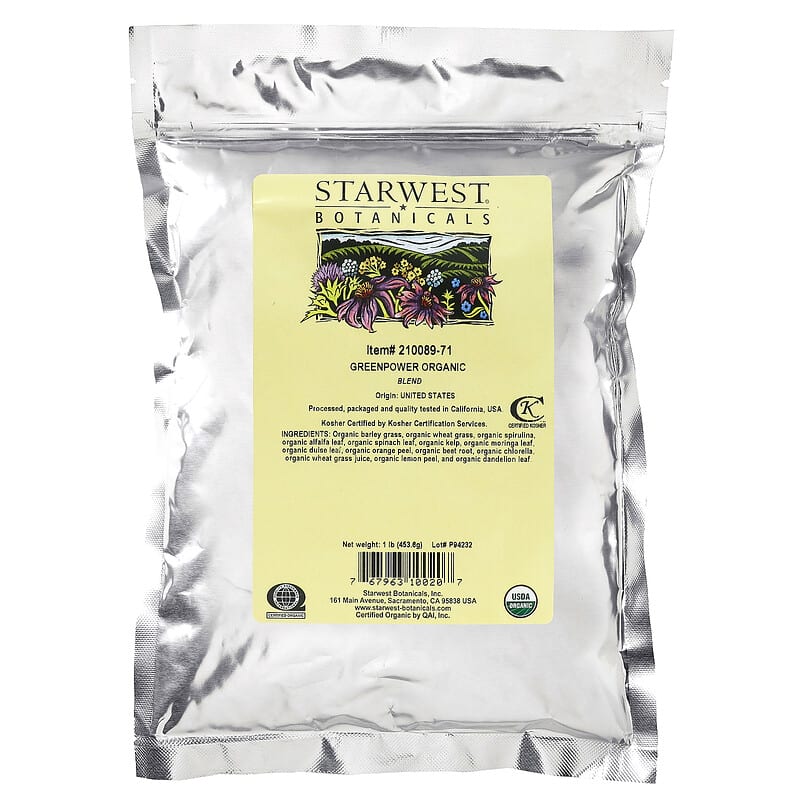Starwest Botanicals, Organic Greenpower Blend, 1 lb (453.6 g) 767963100207