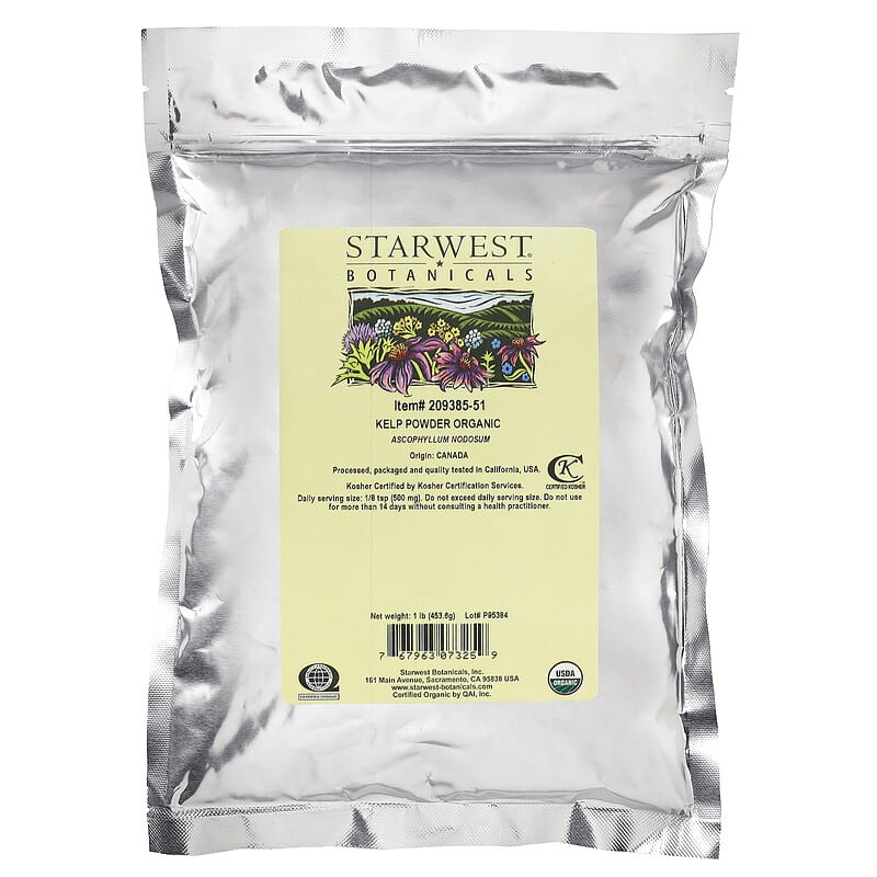 Starwest Botanicals, Organic Kelp Powder, 1 lb (453.6 g) 767963073259