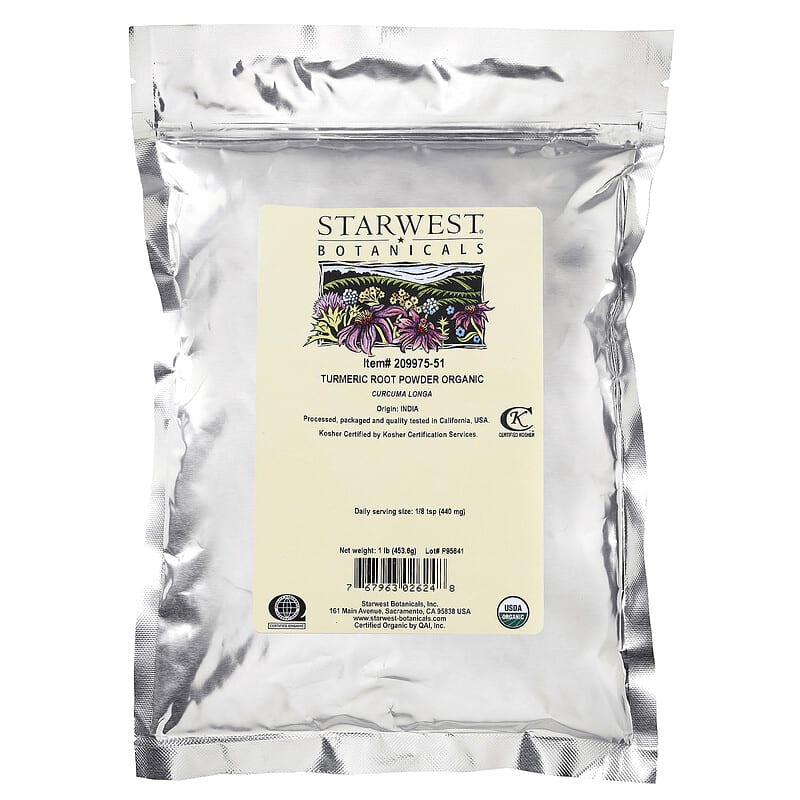 Starwest Botanicals, Turmeric Root Powder Organic, 1 lb (453.6 g) 767963026248