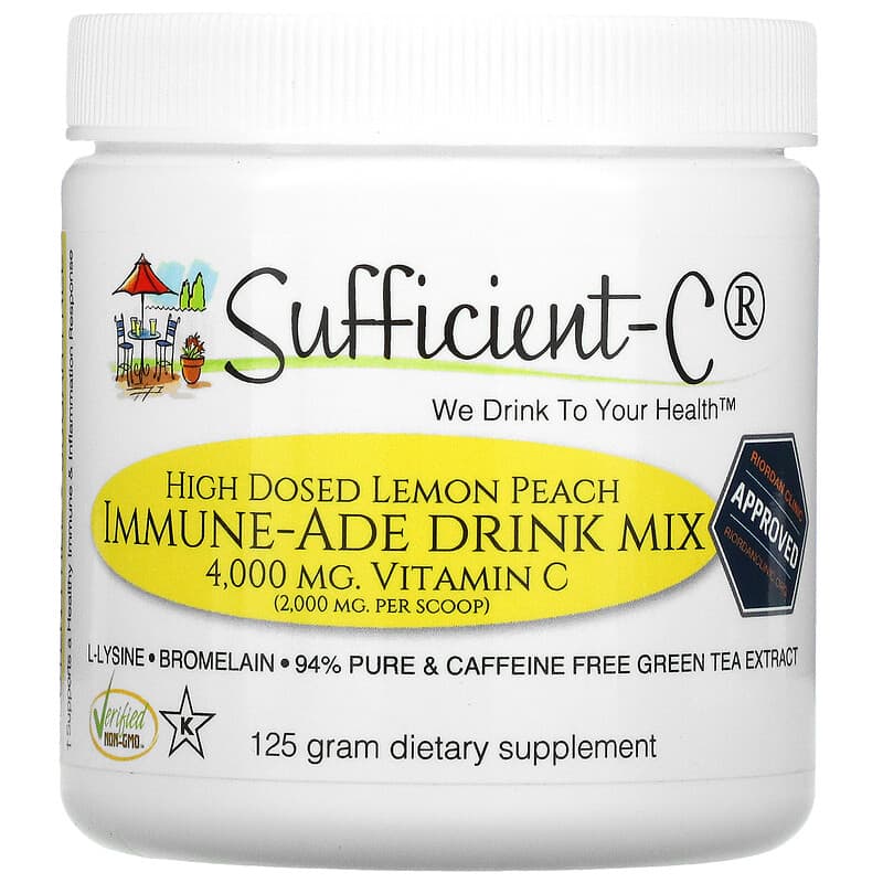 Sufficient C High Dosed Immune-Ade Drink Mix Lemon Peach 4,000 mg 125 g 40232072697