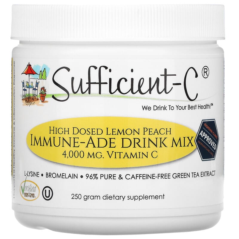 Sufficient C High Dosed Immune-Ade Drink Mix Lemon Peach 4,000 mg 250 g 40232053870