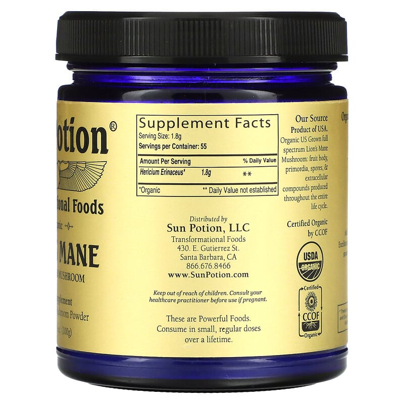 Sun Potion, Organic Lion's Mane, 3.5 oz (100 g) 850001146104