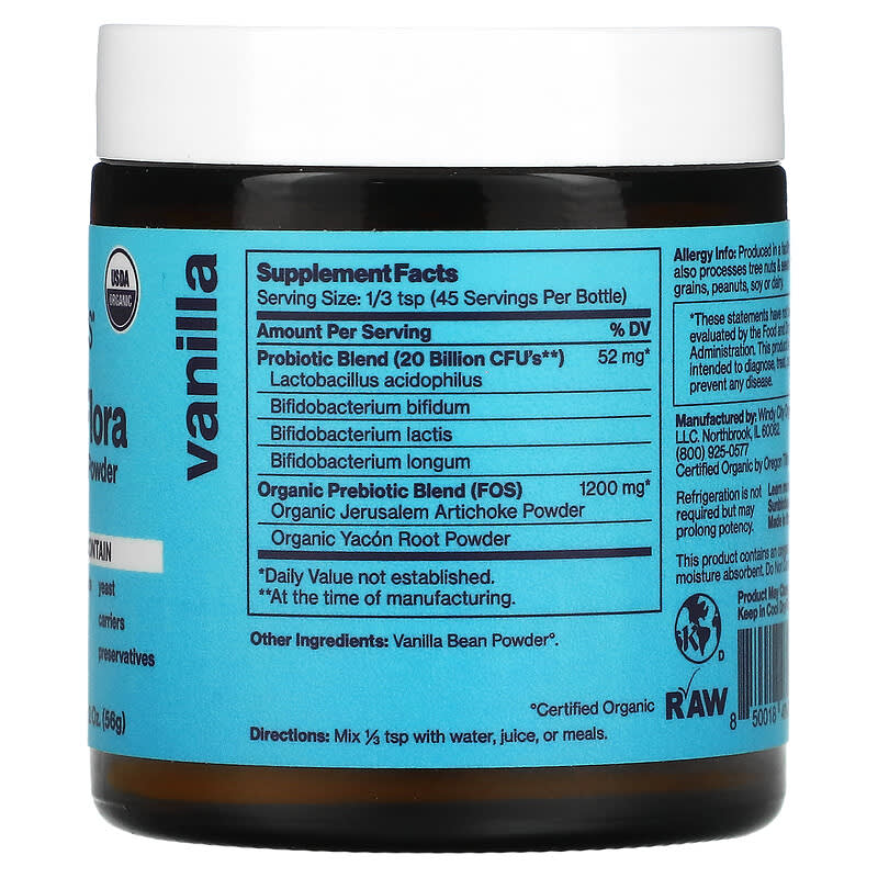 Sunbiotics, Friendlier Flora Probiotic & Prebiotic Powder, Vanilla, 2 oz (56 g) 850018464956