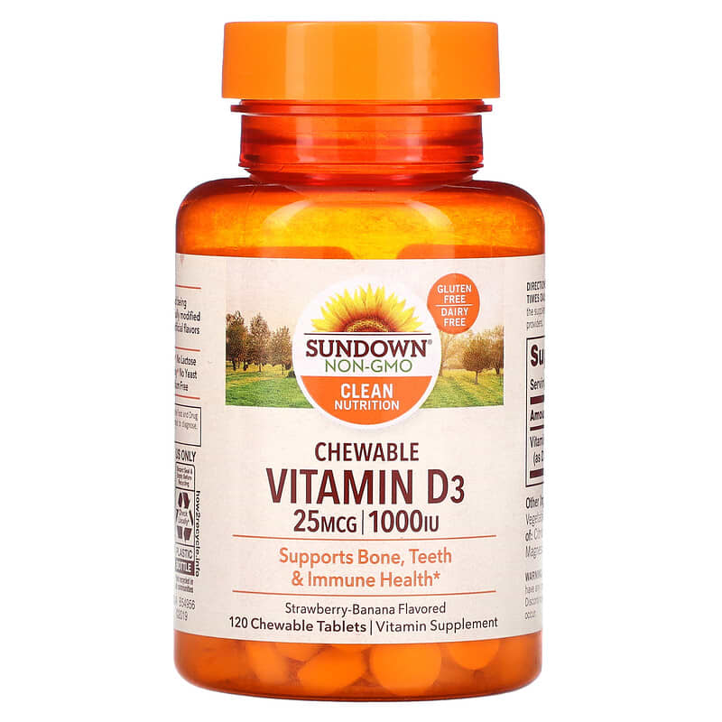 Sundown Naturals Chewable Vitamin D3 Strawberry-Banana 25 mg (1,000 IU) 120 ChewableTablets 30768503567
