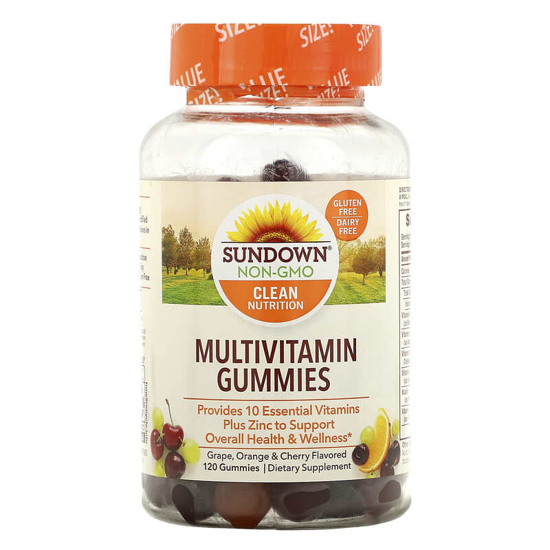 Sundown Naturals Multivitamin Gummies Grape Orange & Cherry Flavored 120 Gummies 30768304171