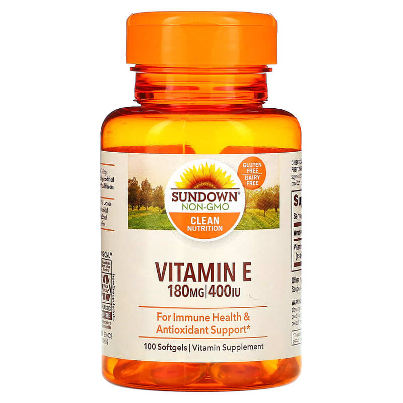 Sundown Naturals Vitamin E 180 mg (400 IU) 100 Softgels 30768032685