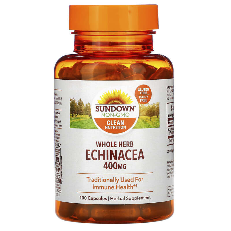 Sundown Naturals Whole Herb Echinacea 400 mg 100 Capsules 30768003395