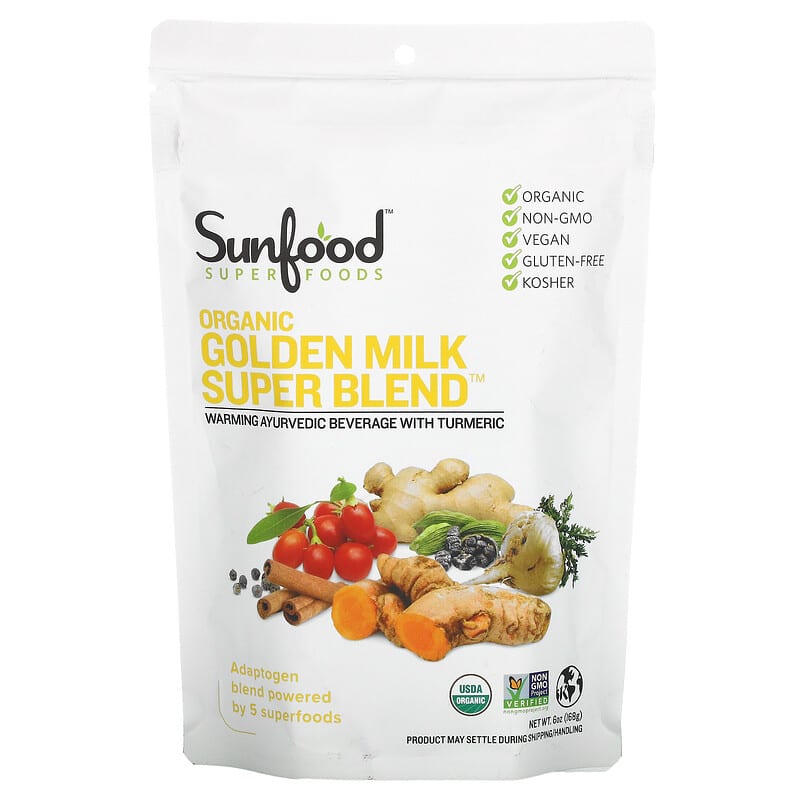 Sunfood Organic Golden Milk Super Blend Powder 6 oz (168 g) 803813101168